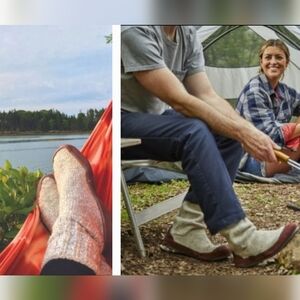 ACORN SLIPPER SOCK RAGG WOOL KNIT LEATHER SOLE UNISEX MEN'S 10.5 11 11.5